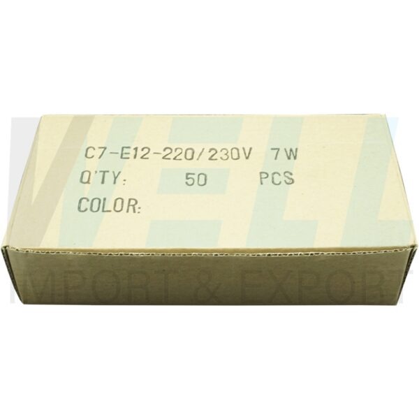 หลอด จำปา 7W ขั้ว E12 (แพ็ค 50 หลอด) (A-21)