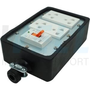 บล็อกยาง ขนาด 4x6 นิ้ว พร้อม เซฟตี้เบรกเกอร์ 1 ตัว ปลั๊กกราวด์คู่ 2 ตัว (G-27) (ปลั๊กคละรุ่น เสียบสายและขันน็อต)