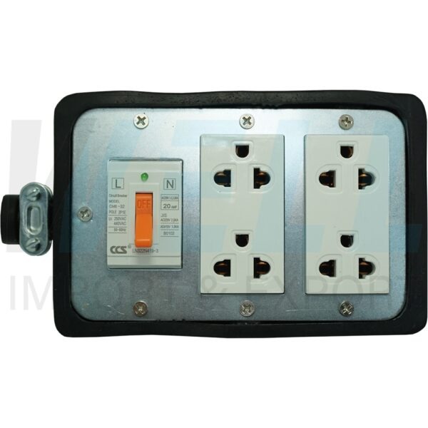 G-27-2 (Copy) บล็อกยาง ขนาด 4x6 นิ้ว พร้อม เซฟตี้เบรกเกอร์ 1 ตัว ปลั๊กกราวด์คู่ 2 ตัว (G-27) (ปลั๊กคละรุ่น เสียบสายและขันน็อต)
