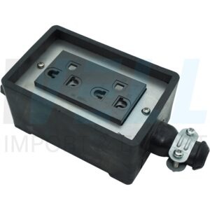 บล็อกยาง ขนาด 2x4 นิ้ว พร้อม ปลั๊กกราวด์คู่ สีดำ 1 ตัว (G-43)