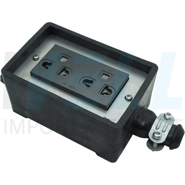G-43-1 (Copy) บล็อกยาง ขนาด 2x4 นิ้ว พร้อม ปลั๊กกราวด์คู่ สีดำ 1 ตัว (G-43)