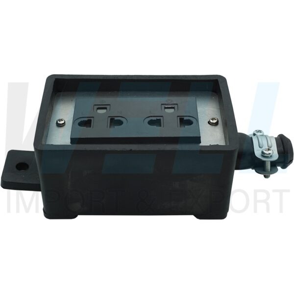 G-43-3 (Copy) บล็อกยาง ขนาด 2x4 นิ้ว พร้อม ปลั๊กกราวด์คู่ สีดำ 1 ตัว (G-43)