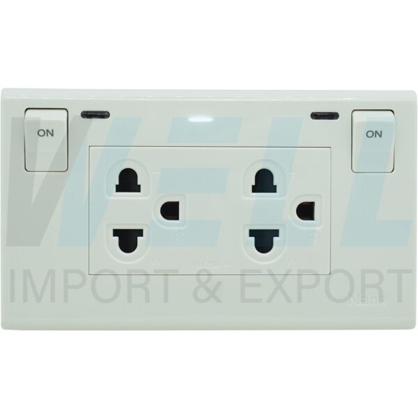 G-54-2 (Copy) ชุด ปลั๊กกราวด์คู่ แบบฝัง พร้อม สวิตซ์ เปิด-ปิด (G-54)