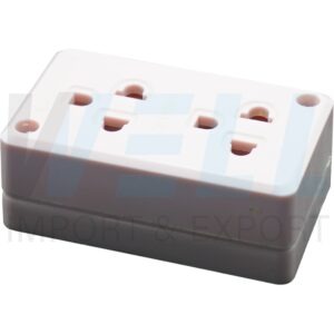 S-03-1 (Copy) ปลั๊ก 2 ช่อง Nationine เสียบ 3 ขา กลม - แบน คละสี (S-03)