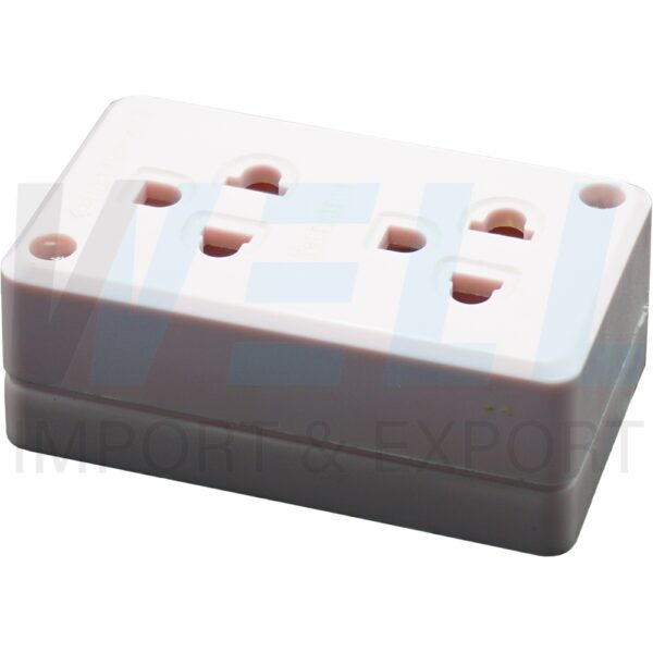 S-03-1 (Copy) ปลั๊ก 2 ช่อง Nationine เสียบ 3 ขา กลม - แบน คละสี (S-03)