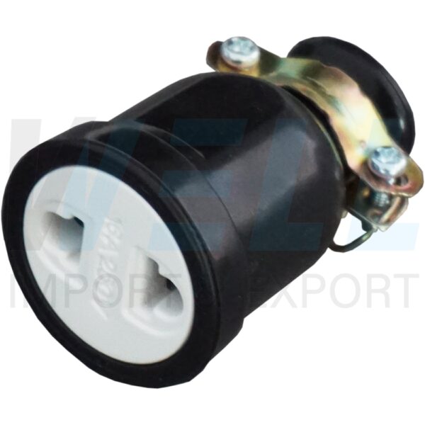 S-26-6 (Copy) ปลั๊ก ยาง พาวเวอร์ ตัวเมีย 2 ขา กลม แบน (S-26)