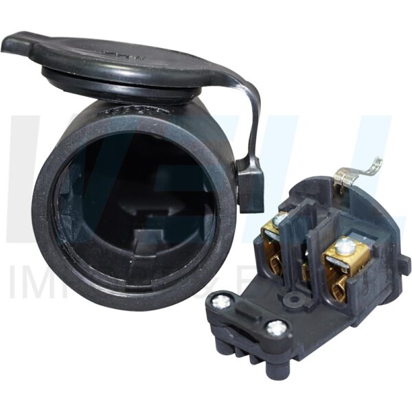 S-49-2 (Copy) ปลั๊ก เยอรมัน พาวเวอร์ ตัวเมีย เสียบขากลม สีดำ (ST-640) (S-49)