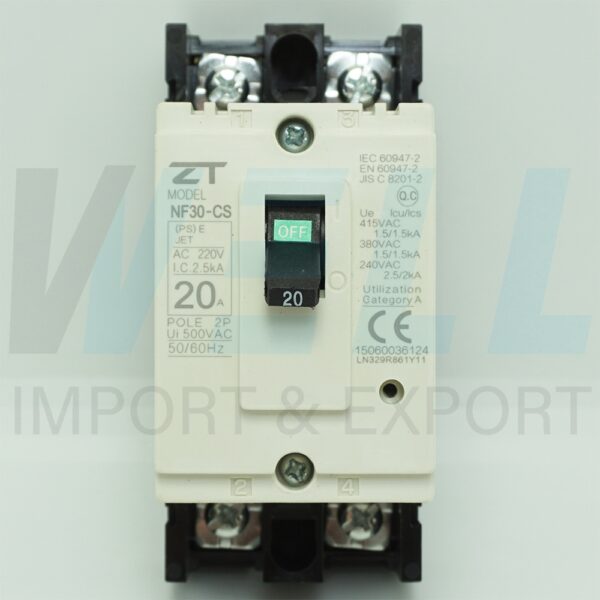 (ZT)-NF30-CS-2P-20A-4 (Copy) เมน เบรกเกอร์ NF-30-CS 2P 20A ZT Electric